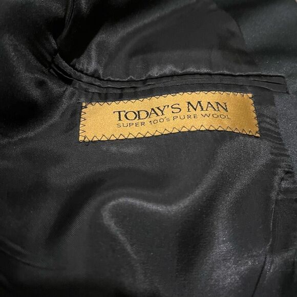 Today’s Man Super 100s Pure Wool Black Tuxedo Jacket Men’s 46R - Picture 4 of 5